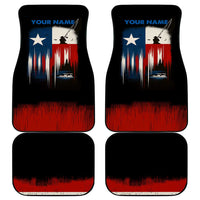 Texas Flag Fishing Car Mats with Silhouette Fisherman and Rustic Lake Scene in Red White Blue - Wonder Print Shop