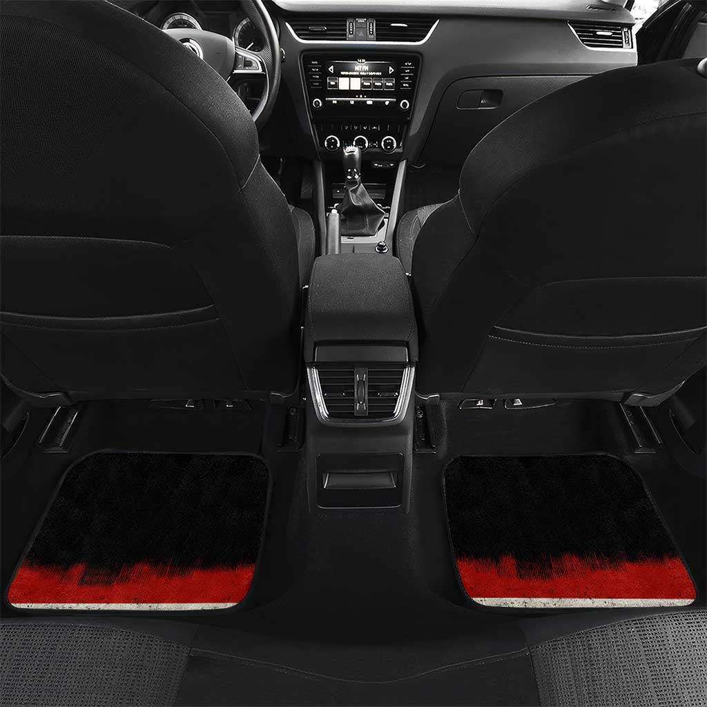 Texas Flag Fishing Car Mats with Silhouette Fisherman and Rustic Lake Scene in Red White Blue - Wonder Print Shop