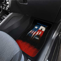 Texas Flag Fishing Car Mats with Silhouette Fisherman and Rustic Lake Scene in Red White Blue - Wonder Print Shop