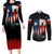 Texas Flag Fishing Couples Matching Long Sleeve Bodycon Dress and Long Sleeve Button Shirt with Silhouette Fisherman and Rustic Lake Scene in Red White Blue - Wonder Print Shop