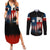 Texas Flag Fishing Couples Matching Summer Maxi Dress and Long Sleeve Button Shirt with Silhouette Fisherman and Rustic Lake Scene in Red White Blue - Wonder Print Shop