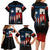 Texas Flag Fishing Family Matching Long Sleeve Bodycon Dress and Hawaiian Shirt with Silhouette Fisherman and Rustic Lake Scene in Red White Blue - Wonder Print Shop