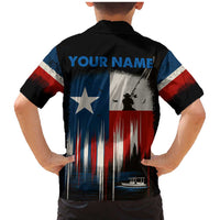 Texas Flag Fishing Family Matching Mermaid Dress and Hawaiian Shirt with Silhouette Fisherman and Rustic Lake Scene in Red White Blue - Wonder Print Shop