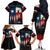Texas Flag Fishing Family Matching Off The Shoulder Long Sleeve Dress and Hawaiian Shirt with Silhouette Fisherman and Rustic Lake Scene in Red White Blue - Wonder Print Shop