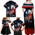 Texas Flag Fishing Family Matching Off Shoulder Maxi Dress and Hawaiian Shirt with Silhouette Fisherman and Rustic Lake Scene in Red White Blue - Wonder Print Shop