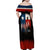 Texas Flag Fishing Family Matching Off Shoulder Maxi Dress and Hawaiian Shirt with Silhouette Fisherman and Rustic Lake Scene in Red White Blue - Wonder Print Shop