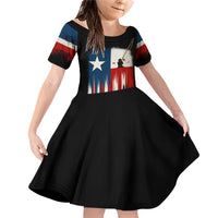 Texas Flag Fishing Family Matching Off Shoulder Short Dress and Hawaiian Shirt with Silhouette Fisherman and Rustic Lake Scene in Red White Blue - Wonder Print Shop