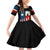 Texas Flag Fishing Family Matching Off Shoulder Short Dress and Hawaiian Shirt with Silhouette Fisherman and Rustic Lake Scene in Red White Blue - Wonder Print Shop