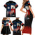 Texas Flag Fishing Family Matching Short Sleeve Bodycon Dress and Hawaiian Shirt with Silhouette Fisherman and Rustic Lake Scene in Red White Blue - Wonder Print Shop