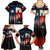 Texas Flag Fishing Family Matching Summer Maxi Dress and Hawaiian Shirt with Silhouette Fisherman and Rustic Lake Scene in Red White Blue - Wonder Print Shop