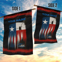 Texas Flag Fishing Garden Flag with Silhouette Fisherman and Rustic Lake Scene in Red White Blue - Wonder Print Shop