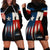 Texas Flag Fishing Hoodie Dress with Silhouette Fisherman and Rustic Lake Scene in Red White Blue - Wonder Print Shop