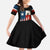 Texas Flag Fishing Kid Short Sleeve Dress with Silhouette Fisherman and Rustic Lake Scene in Red White Blue - Wonder Print Shop