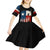 Texas Flag Fishing Kid Short Sleeve Dress with Silhouette Fisherman and Rustic Lake Scene in Red White Blue - Wonder Print Shop