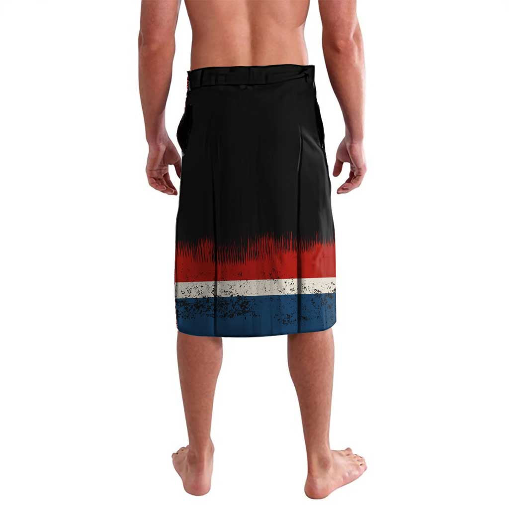 Texas Flag Fishing Lavalava with Silhouette Fisherman and Rustic Lake Scene in Red White Blue - Wonder Print Shop