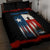 Texas Flag Fishing Quilt Bed Set with Silhouette Fisherman and Rustic Lake Scene in Red White Blue - Wonder Print Shop
