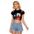 Texas Flag Fishing Raglan Cropped T Shirt with Silhouette Fisherman and Rustic Lake Scene in Red White Blue - Wonder Print Shop