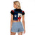Texas Flag Fishing Raglan Cropped T Shirt with Silhouette Fisherman and Rustic Lake Scene in Red White Blue - Wonder Print Shop