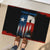 Texas Flag Fishing Rubber Doormat with Silhouette Fisherman and Rustic Lake Scene in Red White Blue - Wonder Print Shop