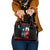 Texas Flag Fishing Shoulder Handbag with Silhouette Fisherman and Rustic Lake Scene in Red White Blue - Wonder Print Shop