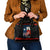 Texas Flag Fishing Shoulder Handbag with Silhouette Fisherman and Rustic Lake Scene in Red White Blue - Wonder Print Shop