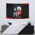 Texas Flag Fishing Tapestry with Silhouette Fisherman and Rustic Lake Scene in Red White Blue - Wonder Print Shop