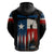 Texas Flag Fishing Zip Hoodie with Silhouette Fisherman and Rustic Lake Scene in Red White Blue - Wonder Print Shop