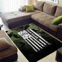 Camouflage Bowling Area Rug with Grunge American Flag and Pin Emblem in Military Green - Wonder Print Shop