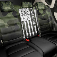 Camouflage Bowling Back Car Seat Cover with Grunge American Flag and Pin Emblem in Military Green - Wonder Print Shop