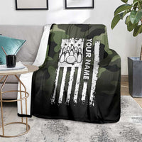 Camouflage Bowling Blanket with Grunge American Flag and Pin Emblem in Military Green - Wonder Print Shop