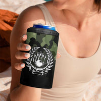 Camouflage Bowling 4 in 1 Can Cooler Tumbler with Grunge American Flag and Pin Emblem in Military Green - Wonder Print Shop
