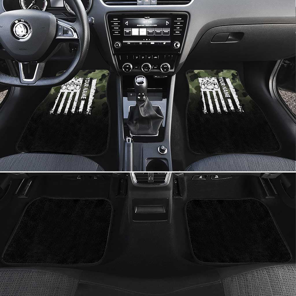 Camouflage Bowling Car Mats with Grunge American Flag and Pin Emblem in Military Green - Wonder Print Shop