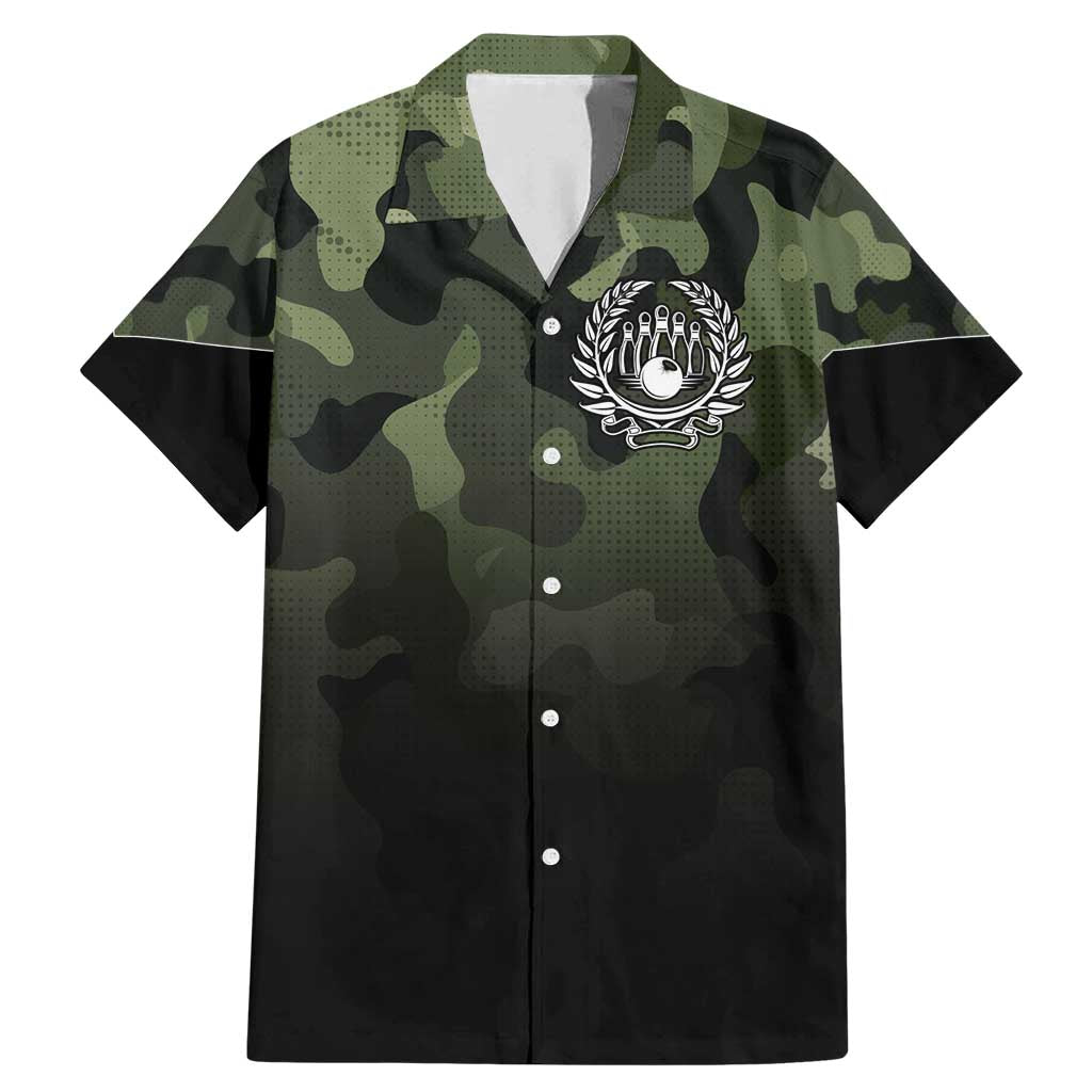 Camouflage Bowling Family Matching Mermaid Dress and Hawaiian Shirt with Grunge American Flag and Pin Emblem in Military Green - Wonder Print Shop