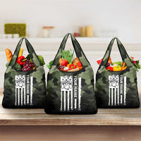 Camouflage Bowling Grocery Bag with Grunge American Flag and Pin Emblem in Military Green - Wonder Print Shop
