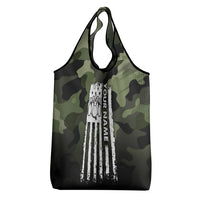 Camouflage Bowling Grocery Bag with Grunge American Flag and Pin Emblem in Military Green - Wonder Print Shop