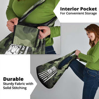 Camouflage Bowling Grocery Bag with Grunge American Flag and Pin Emblem in Military Green - Wonder Print Shop
