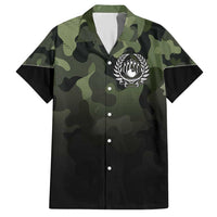 Camouflage Bowling Hawaiian Shirt with Grunge American Flag and Pin Emblem in Military Green - Wonder Print Shop