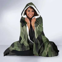 Camouflage Bowling Hooded Blanket with Grunge American Flag and Pin Emblem in Military Green - Wonder Print Shop