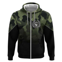 Camouflage Bowling Hoodie with Grunge American Flag and Pin Emblem in Military Green - Wonder Print Shop