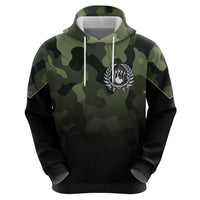 Camouflage Bowling Hoodie with Grunge American Flag and Pin Emblem in Military Green - Wonder Print Shop
