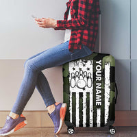Camouflage Bowling Luggage Cover with Grunge American Flag and Pin Emblem in Military Green - Wonder Print Shop