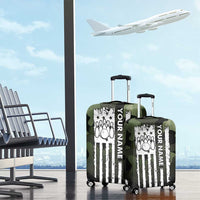 Camouflage Bowling Luggage Cover with Grunge American Flag and Pin Emblem in Military Green - Wonder Print Shop