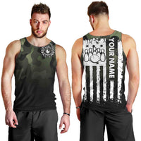 Camouflage Bowling Men Tank Top with Grunge American Flag and Pin Emblem in Military Green - Wonder Print Shop