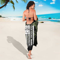 Camouflage Bowling Sarong with Grunge American Flag and Pin Emblem in Military Green - Wonder Print Shop