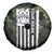 Camouflage Bowling Spare Tire Cover with Grunge American Flag and Pin Emblem in Military Green - Wonder Print Shop