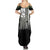 Camouflage Bowling Summer Maxi Dress with Grunge American Flag and Pin Emblem in Military Green - Wonder Print Shop