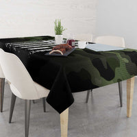 Camouflage Bowling Tablecloth with Grunge American Flag and Pin Emblem in Military Green - Wonder Print Shop