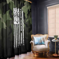 Camouflage Bowling Window Curtain with Grunge American Flag and Pin Emblem in Military Green - Wonder Print Shop