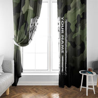 Camouflage Bowling Window Curtain with Grunge American Flag and Pin Emblem in Military Green - Wonder Print Shop