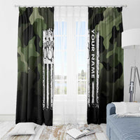 Camouflage Bowling Window Curtain with Grunge American Flag and Pin Emblem in Military Green - Wonder Print Shop